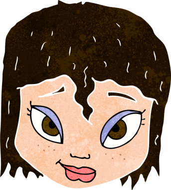 Bir insan tarafından çizilmiş bir kadın yüzü.