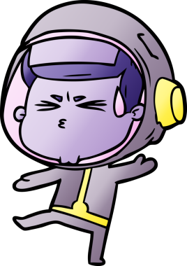 Çizgi film bir insan tarafından çizilmiş astronot.