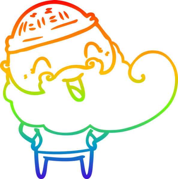 Gökkuşağı gradyan çizgisi bir insan tarafından çizilmiş mutlu sakallı bir adamın çizimi