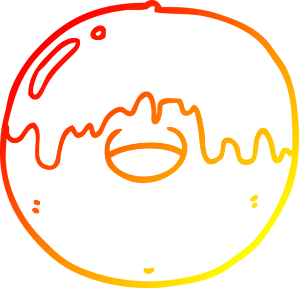 Bir insan tarafından çizilmiş çizgi film donutunun sıcak gradyan çizimi