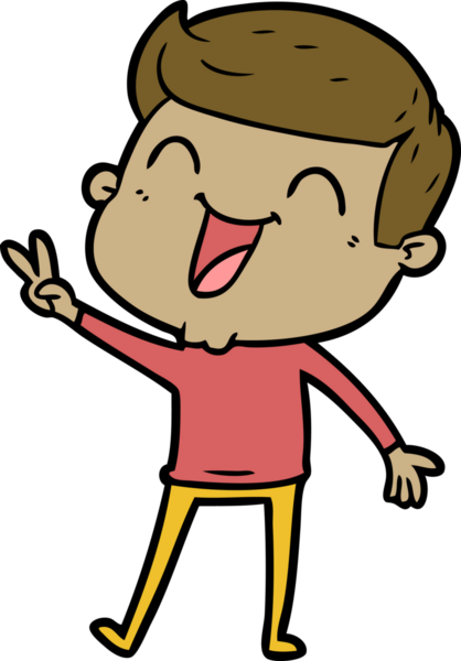 Bir insan tarafından çizilmiş gülen çizgi film adamı.