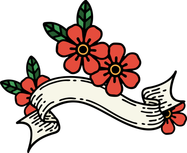 Bir insan tarafından çizilmiş geleneksel bir çiçek dövmesi.