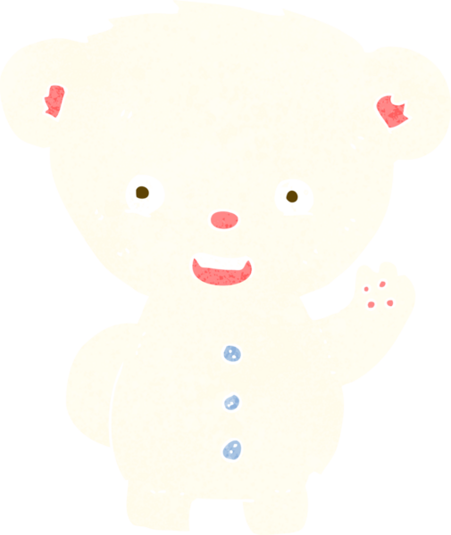 Bir insan tarafından çizilmiş kutup ayısı yavrusunu sallayan at arabası.