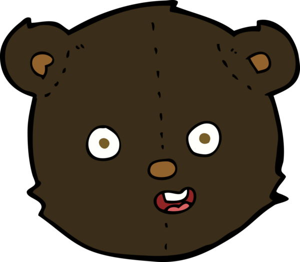 Bir insan tarafından çizilmiş siyah oyuncak ayı kafası.