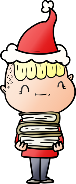 Bir insan tarafından çizilmiş Noel Baba şapkası takan arkadaş canlısı bir çocuğun el çizimi karikatürü.