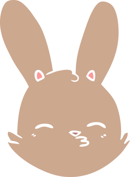 Bir insan tarafından çizilmiş düz renk çizgi film tavşan yüzü