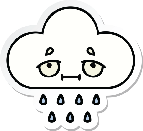 Bir insan tarafından çizilmiş şirin bir yağmur bulutunun çıkartması.