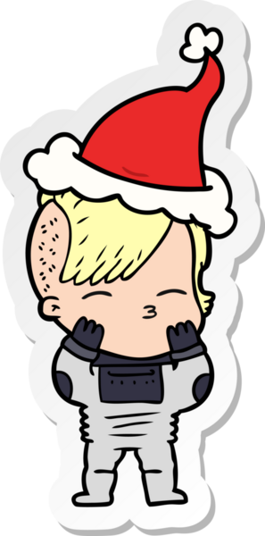 Bir insan tarafından çizilmiş fütürist kıyafetler giyen ve Noel Baba şapkası takan bir kızın el yazısı.