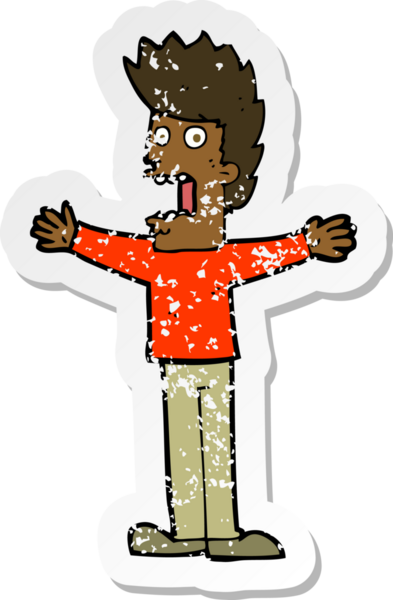 Bir insanın çizdiği korku dolu bir karikatürün gerilimli çıkartması.