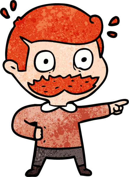 Çizgi filmdeki bıyıklı adam bir insan tarafından çizilmiş.