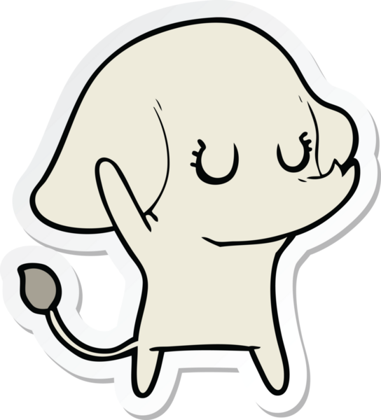 Bir insan tarafından çizilmiş şirin bir fil çıkartması.