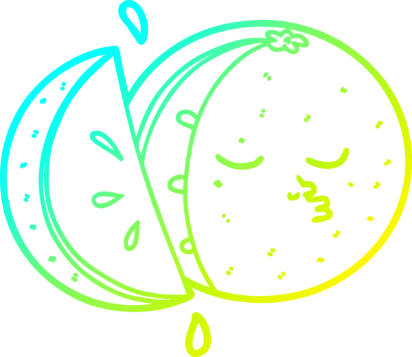 Bir insan tarafından çizilmiş soğuk gradyan portakal çizgi çizimi