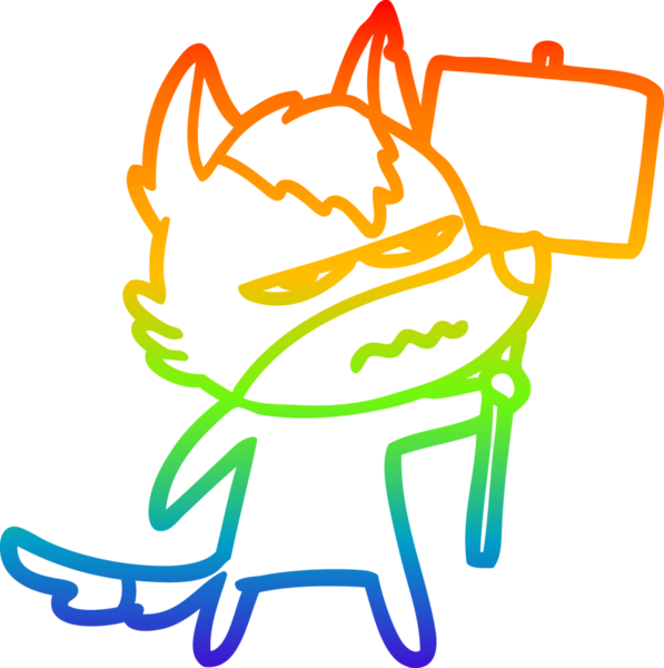 Gökkuşağı gradyan çizgi çizimi Bir insan tarafından çizilmiş rahatsız kurt