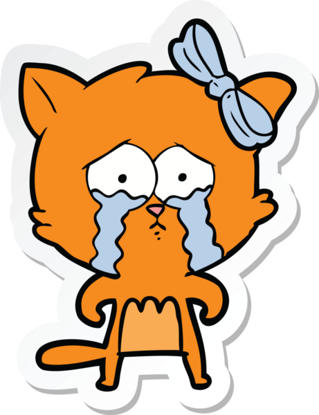 Bir insan tarafından çizilmiş çizgi film kedisinin çıkartması.