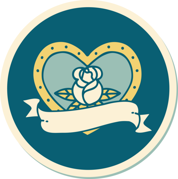 Bir insan tarafından çizilmiş, geleneksel kalp şeklinde dövme çıkartması.