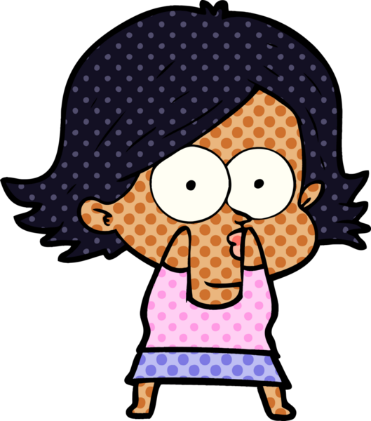 Çizgi film kızı somurtuyor bir insan tarafından