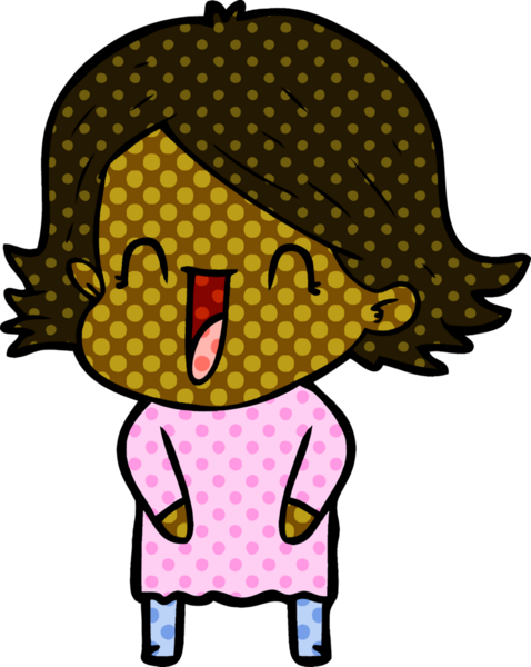 Bir insan tarafından çizilmiş gülen kadın çizgi filmi.