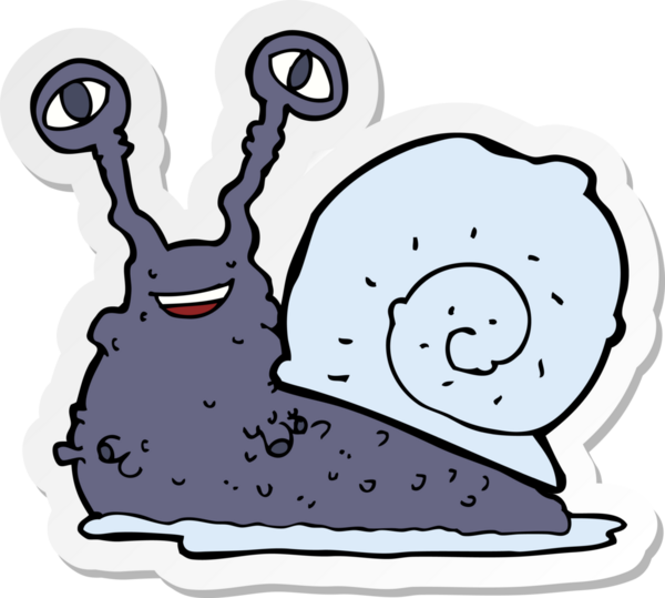 Bir insan tarafından çizilmiş bir salyangozun çıkartması.