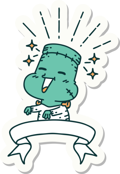 Bir insan tarafından çizilmiş mutlu cadılar bayramı zombi canavarı dövmesi çıkartması.