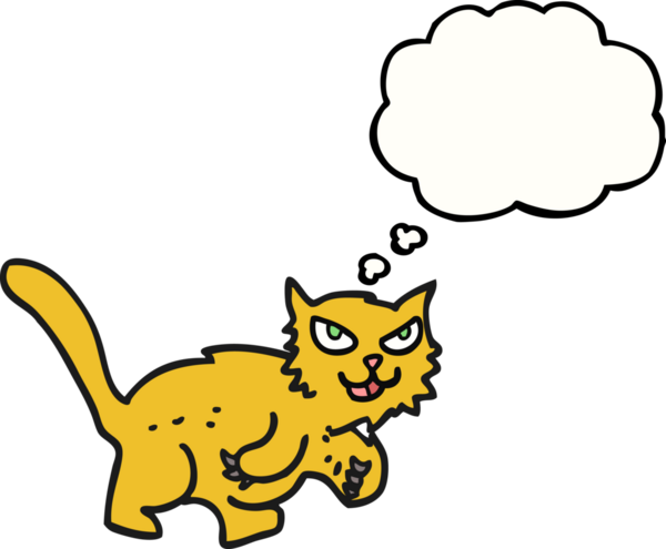 Bir insan tarafından çizilmiş serbest çizim baloncuk çizgi film kedisi.