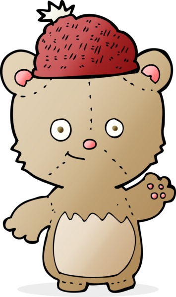 Bir insan tarafından çizilmiş şapkalı çizgi film ayısı.