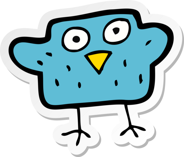 Bir insan tarafından çizilmiş çizgi film kuşunun çıkartması.