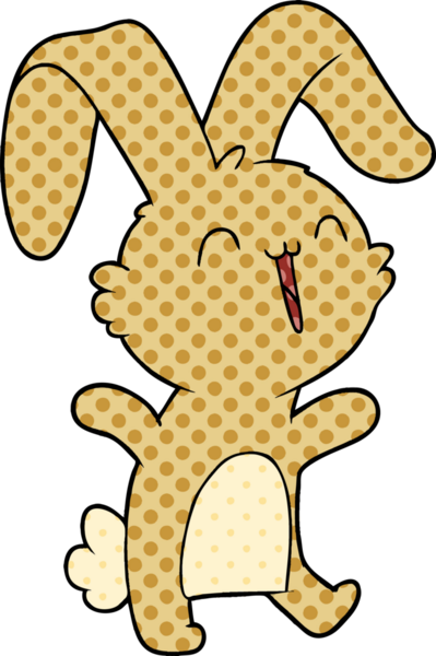 Bir insan tarafından çizilmiş mutlu çizgi film tavşanı