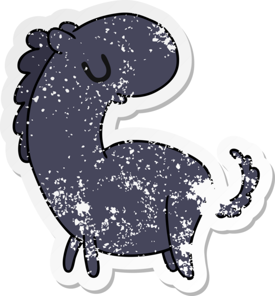 Bir insan tarafından çizilmiş şirin bir atın çizilmiş kawaii çizimi.