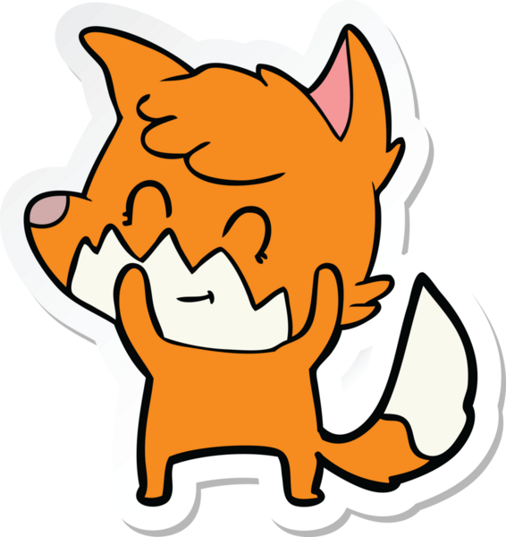 Bir insan tarafından çizilmiş bir çizgi film tilkisinin çıkartması.