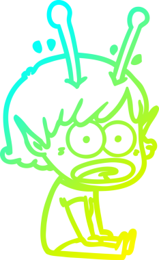 Bir çizgi film karakteri, bir insan tarafından çizilmiş soğuk gradyan çizimi.