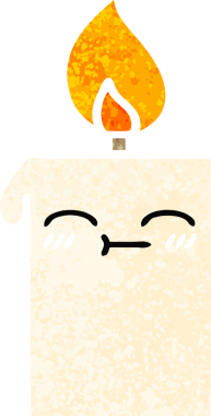 Bir insan tarafından çizilmiş yanan bir mumun retro çizim tarzı karikatürü