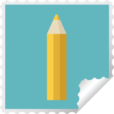 bir insan tarafından çizilmiş turuncu renkli kalem kare etiket