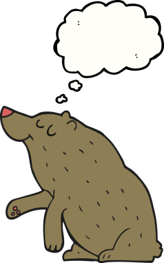 Bir insan tarafından çizilmiş serbest çizim balon karikatür ayısı.