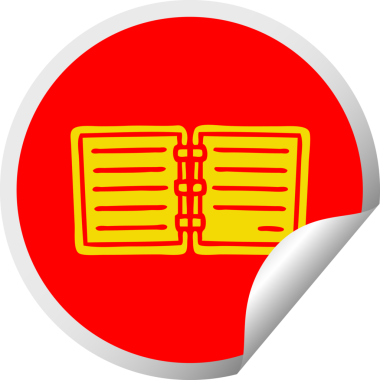 Bir insan tarafından çizilmiş bir not defterinin dairesel soyma etiketi.