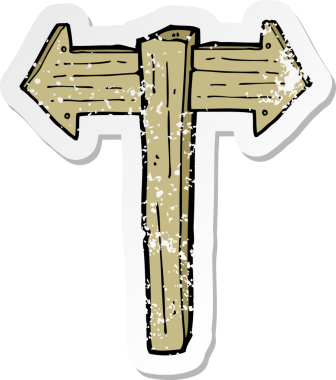 Bir insan tarafından çizilmiş bir çizgi film tabelasının gerilimli çıkartması.