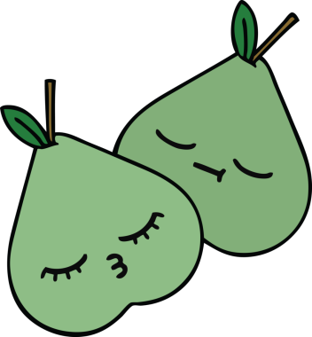 Bir insan tarafından çizilmiş yeşil armut karikatürü.