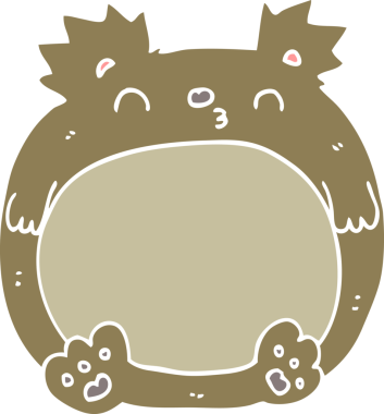 Bir insan tarafından çizilmiş düz renkli çizgi film ayısı