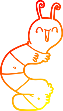 Bir insan tarafından çizilmiş mutlu bir tırtılın sıcak çizgi çizimi