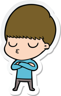 Bir insan tarafından çizilmiş sakin bir çocuğun çıkartması.