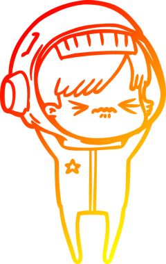 Bir insan tarafından çizilmiş kızgın bir uzay kızının sıcak çizgi çizimi