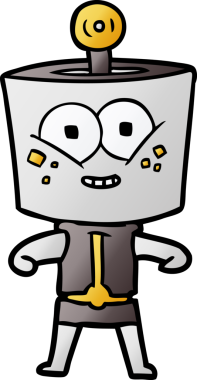 Bir insan tarafından çizilmiş mutlu çizgi film robotu