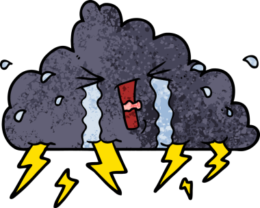 bir insan tarafından çizilmiş bir gökgürültüsü bulutu