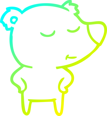 Bir insan tarafından çizilen mutlu çizgi film ayısının soğuk gradyan çizgisi.