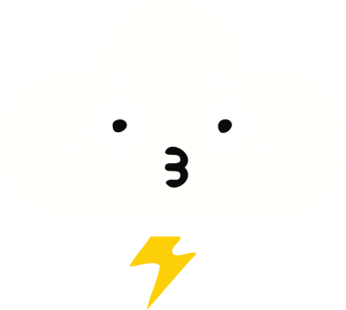 Bir insan tarafından çizilmiş bir gök gürültüsü bulutunun düz renk retro karikatürü