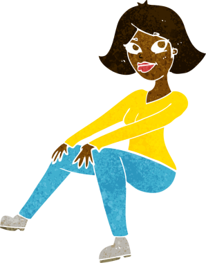 Bir insan tarafından çizilmiş mutlu bir kadın.