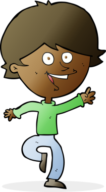 Bir insan tarafından çizilmiş mutlu el sallayan çocuk.