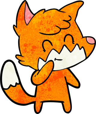 Bir insan tarafından çizilmiş çizgi film dostu tilki.