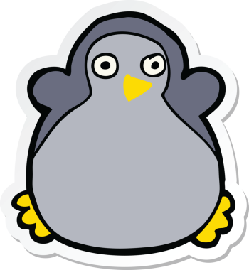 Bir insan tarafından çizilmiş karikatür pengueni çıkartması.