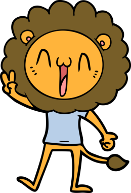 Bir insan tarafından çizilmiş mutlu çizgi film aslanı.