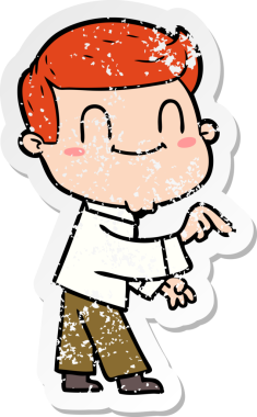 Bir insan tarafından çizilmiş, karikatür dostu bir adamın sıkıntılı çıkartması.